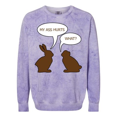 My Butt Hurts Funny Easter Chocolate Bunny Colorblast Crewneck Sweatshirt