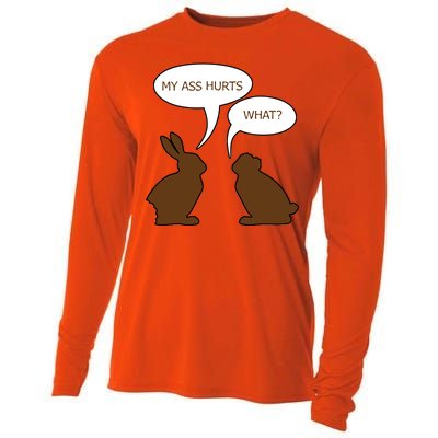 My Butt Hurts Funny Easter Chocolate Bunny Cooling Performance Long Sleeve Crew