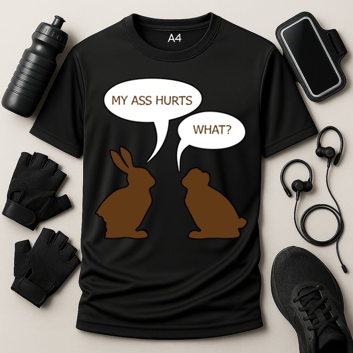 My Butt Hurts Funny Easter Chocolate Bunny Cooling Performance Crew T-Shirt