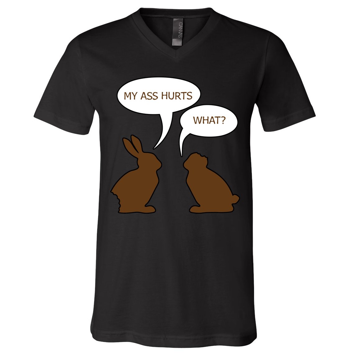 My Butt Hurts Funny Easter Chocolate Bunny V-Neck T-Shirt