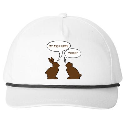 My Butt Hurts Funny Easter Chocolate Bunny Snapback Five-Panel Rope Hat