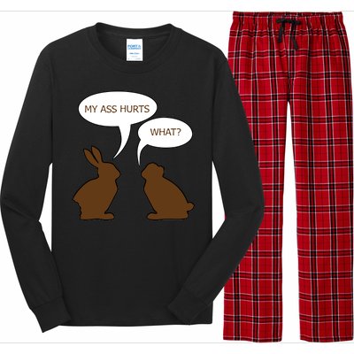 My Butt Hurts Funny Easter Chocolate Bunny Long Sleeve Pajama Set