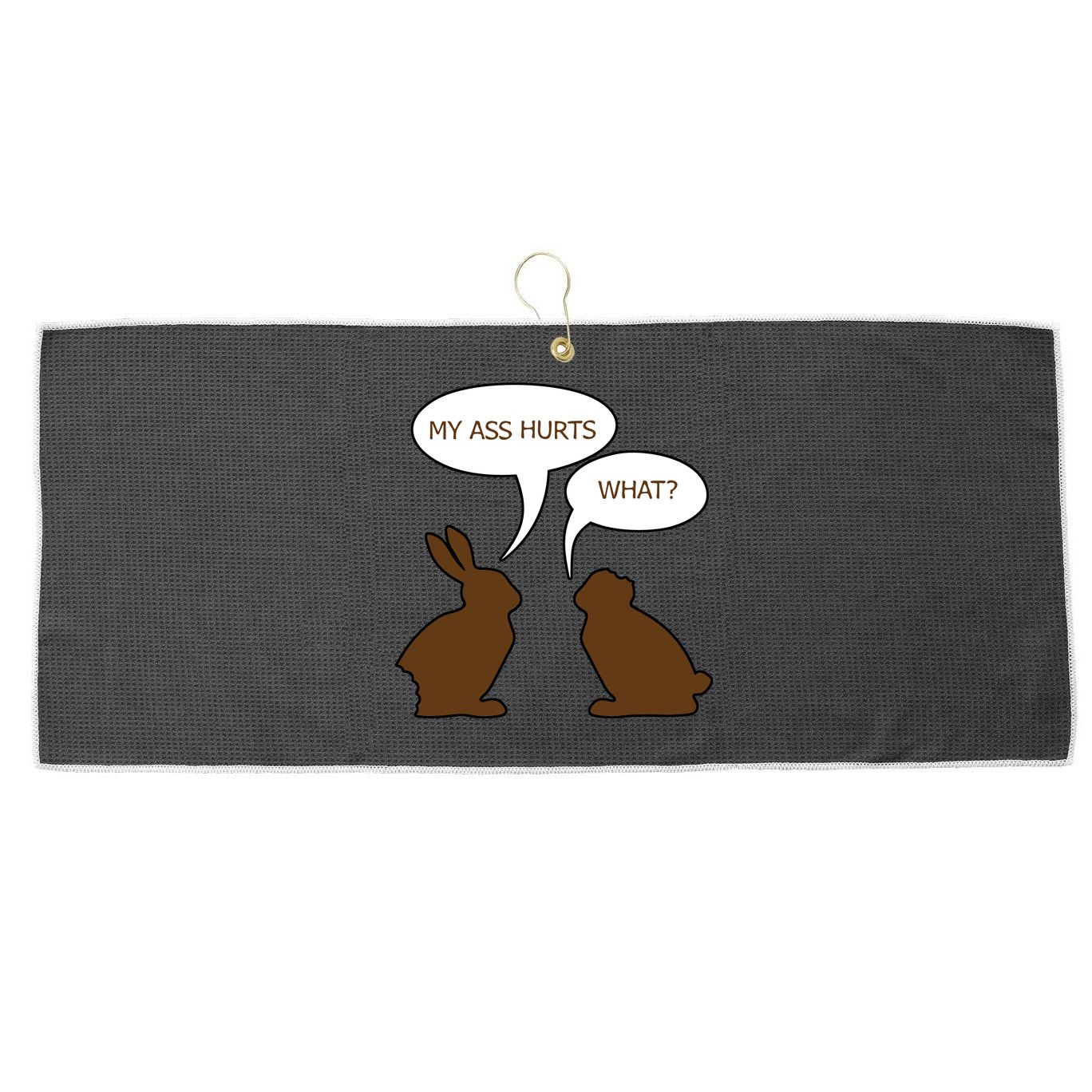 My Butt Hurts Funny Easter Chocolate Bunny Large Microfiber Waffle Golf Towel
