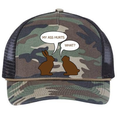 My Butt Hurts Funny Easter Chocolate Bunny Retro Rope Trucker Hat Cap