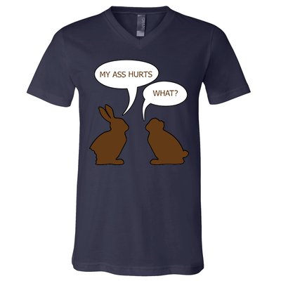 My Butt Hurts Funny Easter Chocolate Bunny V-Neck T-Shirt