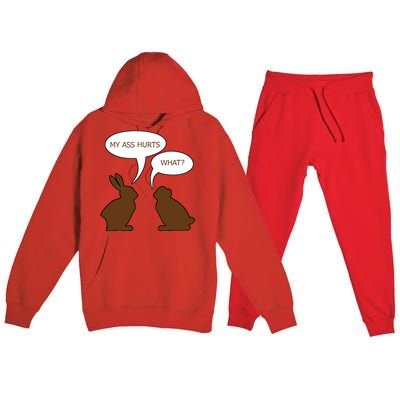 My Butt Hurts Funny Easter Chocolate Bunny Premium Hooded Sweatsuit Set