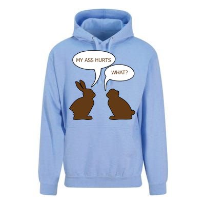 My Butt Hurts Funny Easter Chocolate Bunny Unisex Surf Hoodie