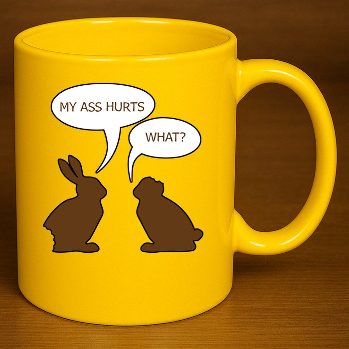 My Butt Hurts Funny Easter Chocolate Bunny 11oz C Handle Ceramic Mug
