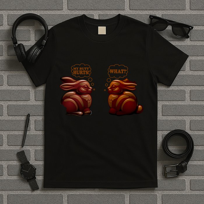 My Butt Hurts! What? Funny Easter Chocolate Bunny Bunnies T-Shirt