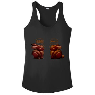 My Butt Hurts! What? Funny Easter Chocolate Bunny Bunnies Ladies PosiCharge Competitor Racerback Tank