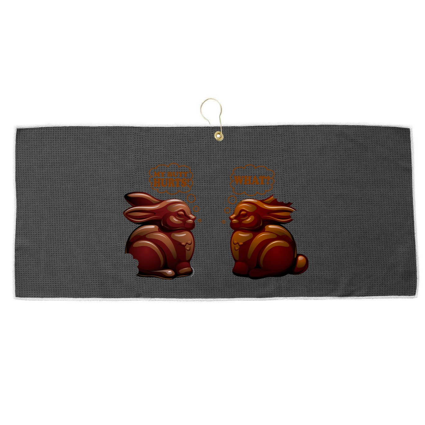 My Butt Hurts! What? Funny Easter Chocolate Bunny Bunnies Large Microfiber Waffle Golf Towel