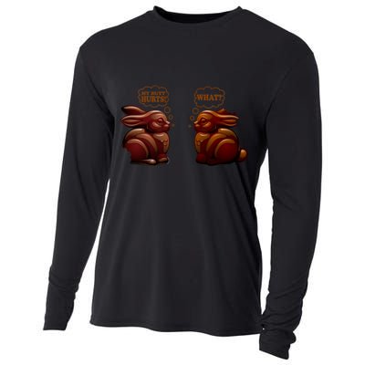 My Butt Hurts! What? Funny Easter Chocolate Bunny Bunnies Cooling Performance Long Sleeve Crew