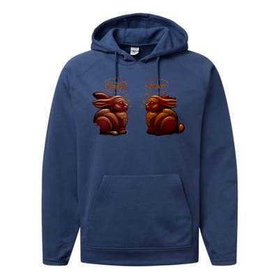 My Butt Hurts! What? Funny Easter Chocolate Bunny Bunnies Performance Fleece Hoodie