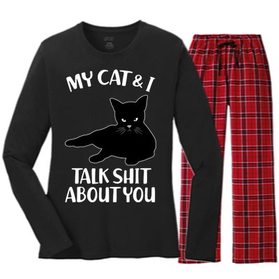 My Cat & I Talk Shit About You Women's Long Sleeve Flannel Pajama Set 