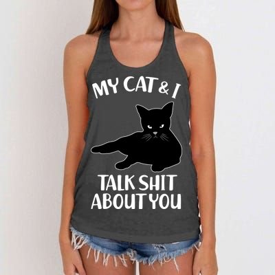 My Cat & I Talk Shit About You Women's Knotted Racerback Tank