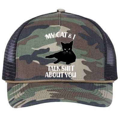 My Cat & I Talk Shit About You Retro Rope Trucker Hat Cap