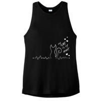 My Cat Is My heart Pulse Ladies PosiCharge Tri-Blend Wicking Tank