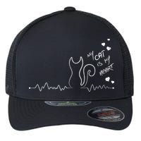 My Cat Is My heart Pulse Flexfit Unipanel Trucker Cap