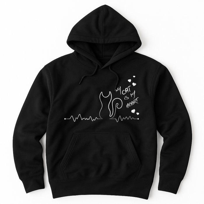 My Cat Is My heart Pulse Hoodie
