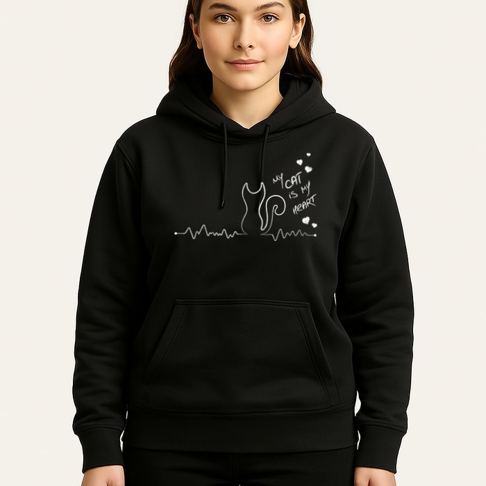 My Cat Is My heart Pulse Hoodie