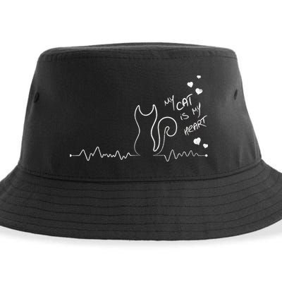 My Cat Is My heart Pulse Sustainable Bucket Hat