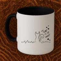 My Cat Is My heart Pulse Mug