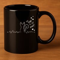 My Cat Is My heart Pulse 11oz C Handle Ceramic Mug