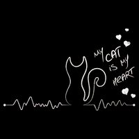 My Cat Is My heart Pulse Drawstring Bag