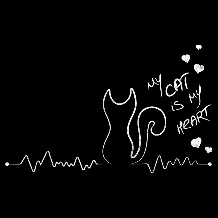 My Cat Is My heart Pulse Drawstring Bag