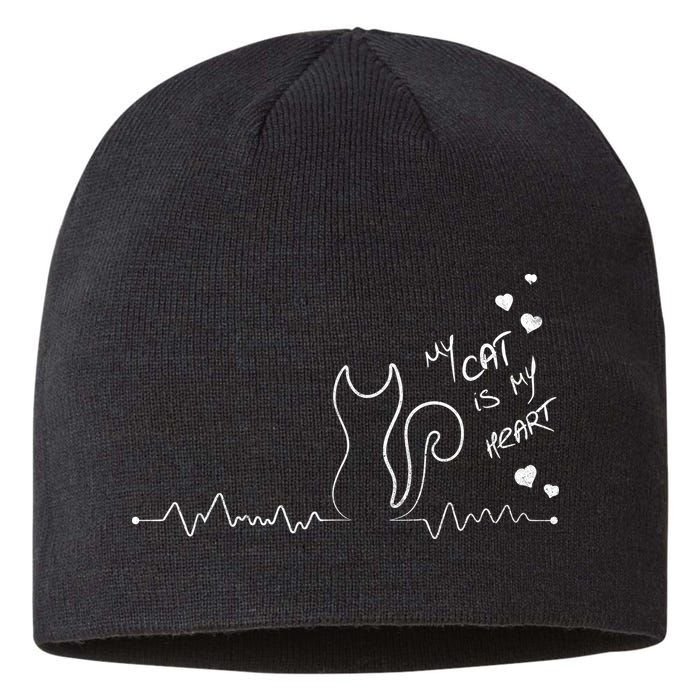 My Cat Is My heart Pulse Sustainable Beanie