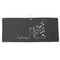 My Cat Is My heart Pulse Large Microfiber Waffle Golf Towel