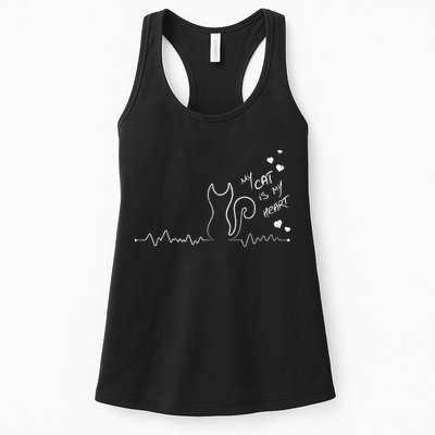 My Cat Is My heart Pulse Womens Tank Top