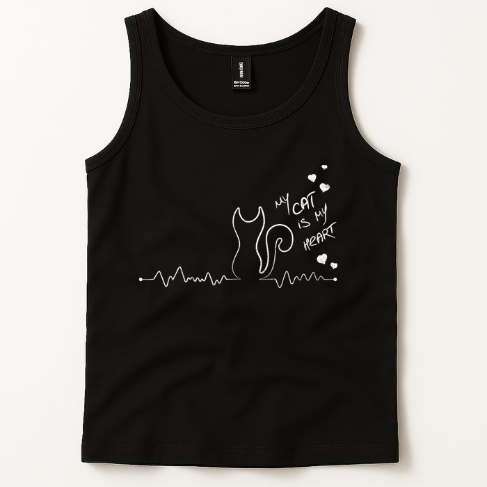 My Cat Is My heart Pulse Tank Top
