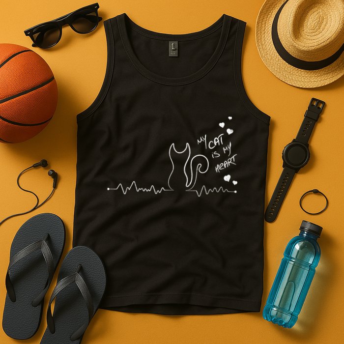 My Cat Is My heart Pulse Tank Top