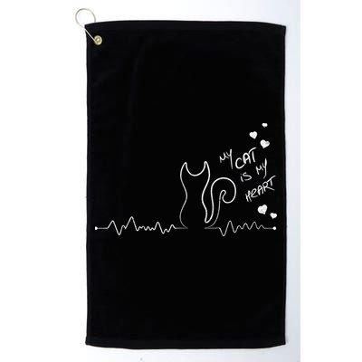 My Cat Is My heart Pulse Golf Towel