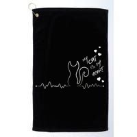 My Cat Is My heart Pulse Golf Towel