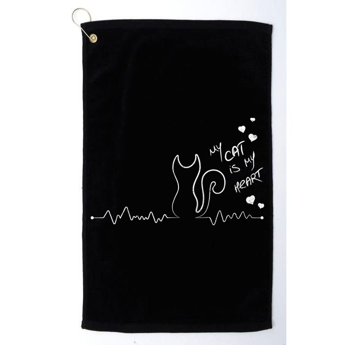 My Cat Is My heart Pulse Golf Towel