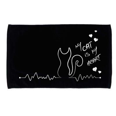 My Cat Is My heart Pulse Microfiber Hand Towel