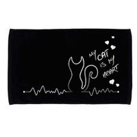 My Cat Is My heart Pulse Microfiber Hand Towel