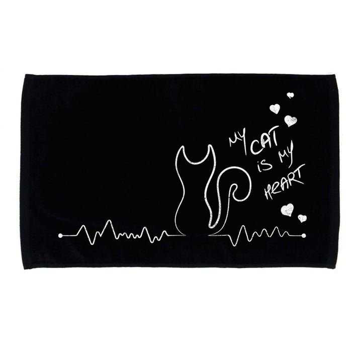 My Cat Is My heart Pulse Microfiber Hand Towel