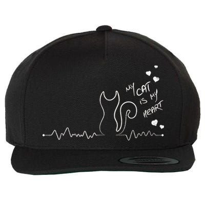 My Cat Is My heart Pulse Wool Snapback Cap