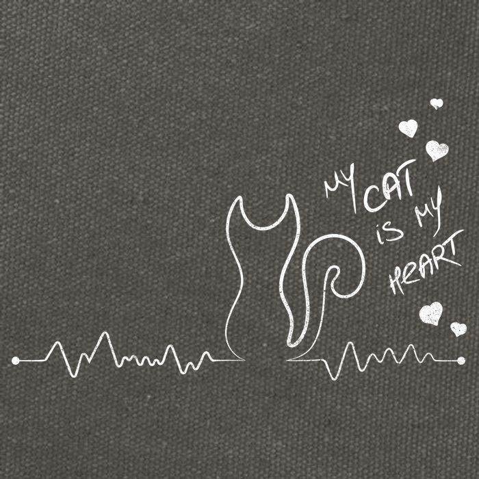 My Cat Is My heart Pulse Cotton Canvas Backpack