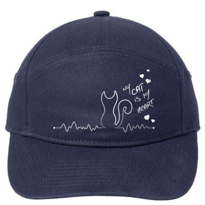 My Cat Is My heart Pulse 7-Panel Snapback Hat