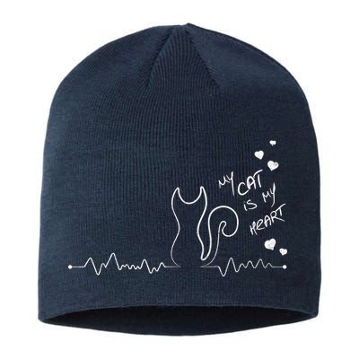 My Cat Is My heart Pulse Sustainable Beanie