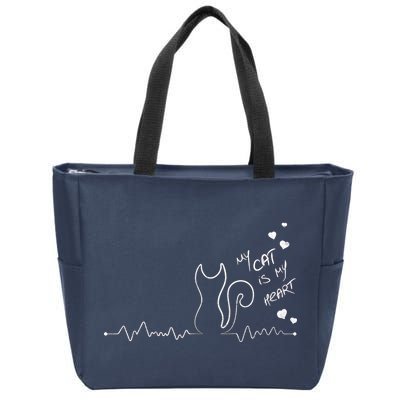 My Cat Is My heart Pulse Zip Tote Bag