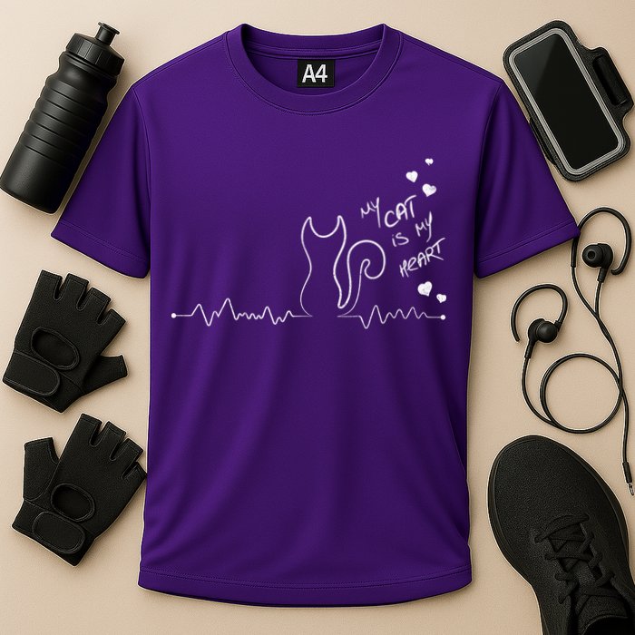 My Cat Is My heart Pulse Performance Shirt