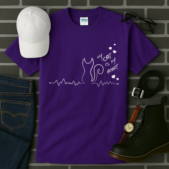 My Cat Is My heart Pulse Tall T-Shirt