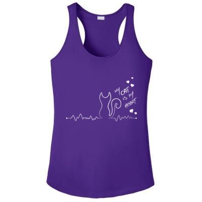 My Cat Is My heart Pulse Ladies PosiCharge Competitor Racerback Tank