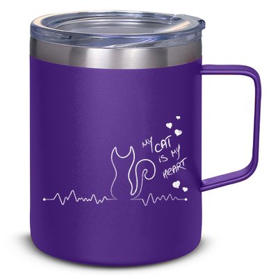 My Cat Is My heart Pulse 12oz Stainless Steel Coffee Mug
