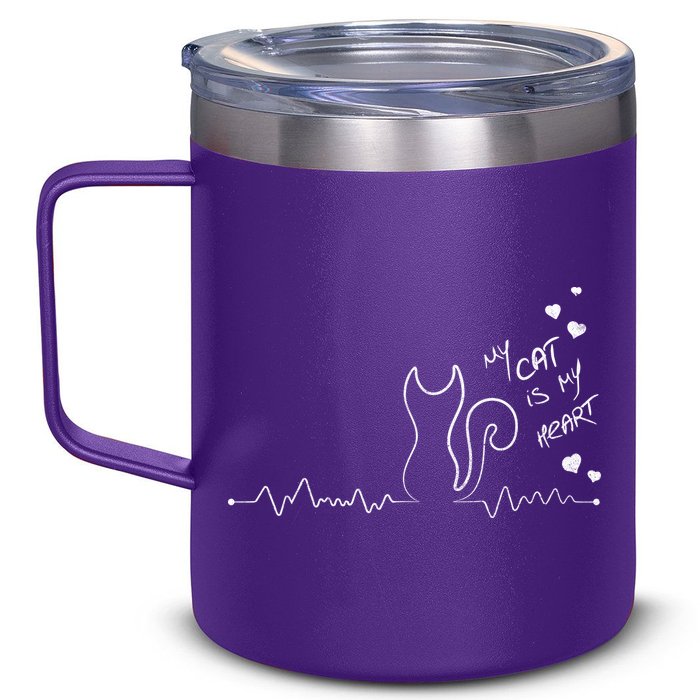 My Cat Is My heart Pulse 12oz Stainless Steel Coffee Mug